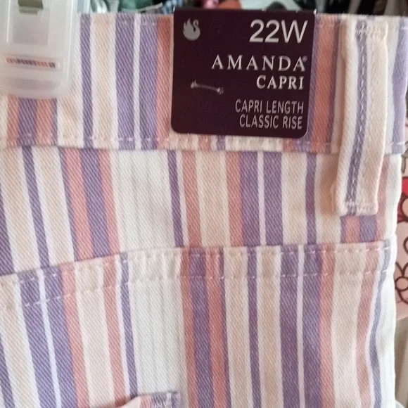 Amanda Colorful Striped Capri Size 22W. - Picture 4 of 7